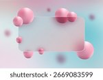 Stylish background with glass rectangle and pink orbs. Eps 10