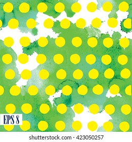 
Stylish background with green peas . Seamless texture green watercolor paint and vector pattern .