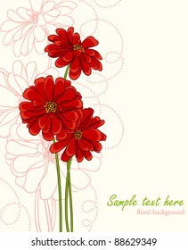 Stylish background with hand drawn flowers and place for text. Could be used as wedding invitation or valentine