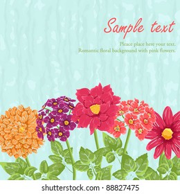 Stylish background with hand drawn flowers and place for text.