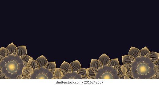 stylischer Hintergrund mit handgezeichneten goldenen Dahlienblumen. Vektorgrafik