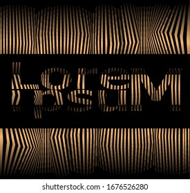 stylischer Hintergrund, Line-Art-Deco in warmen braunen und goldenen Tönen auf schwarzem Hintergrund