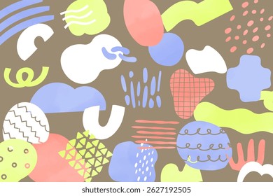 Material de fundo elegante com formas abstratas à mão desenhadas aleatoriamente