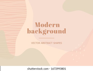 Stilvoller Hintergrund mit abstrakten organischen Formen in Pastellfarben. Fashion-Hintergrund für das Design von Schönheitsmarken. Vektorillustration-Illustration 