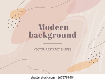 Stylish Background With Organic Abstract Shapes In Nude Pastel Colors. Neutral Template For Beauty Branding Design. Vector Illustration