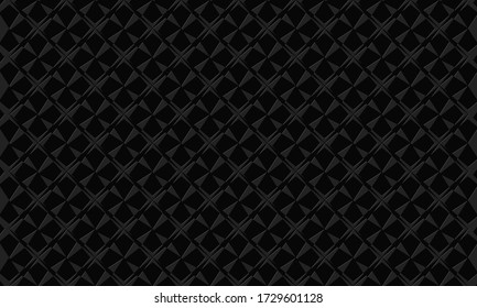 Stylish background pattern from abstract geometric shapes of polygons with indented outline. Vector graphics on a black background.