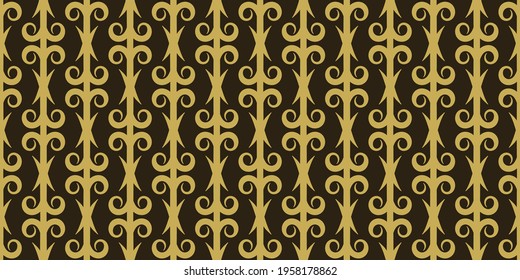 Patrón de fondo elegante con adornos de oro floral sobre un fondo negro. Patrón sin brillo, textura. Adecuado para portada de libros de diseño, afiche, fondo de pantalla, invitación, tarjetas. Gráficos vectoriales