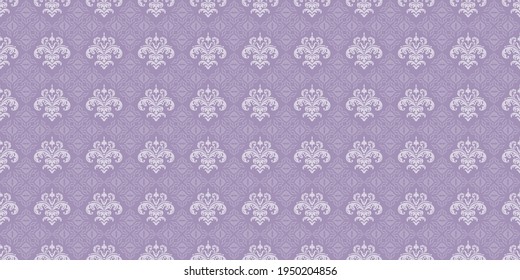 Stylish background pattern with floral ornaments on a purple background. Seamless wallpaper texture for your design. Vector graphics