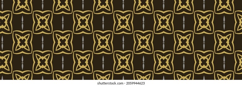 Stylish background pattern with gold decorative ornament on black background. Seamless background for wallpaper, textures. Vector illustration