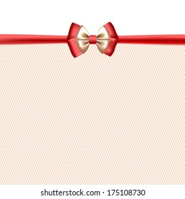 Stylish background for text with fine stripes and red-white bow