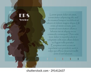 Stylish background texture for presentation or cover with a space for text. Grungy decorative texture. with colorful silhouettes of flowing ink.