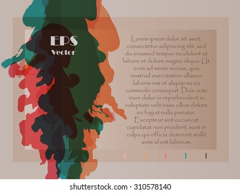 Stylish background texture for presentation or cover with a space for text. Grungy decorative texture. with colorful silhouettes of flowing ink.