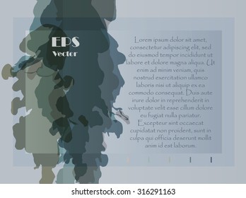 Stylish background texture for presentation or cover with a space for text. Grungy decorative texture. with colorful silhouettes of flowing ink.