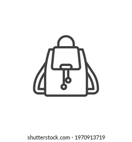 Stylish backpack line icon. Rucksack linear style sign for mobile concept and web design. Womens bag with shoulder straps outline vector icon. Symbol, logo illustration. Vector graphics