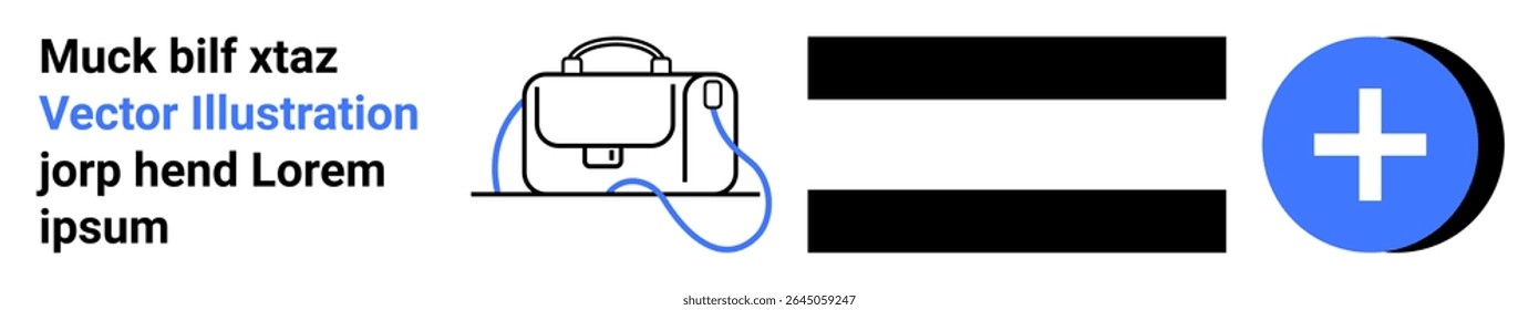 Stylish bag with adjustable strap, black horizontal bars, and a blue plus symbol. Ideal for e-commerce, web design, fashion blogs, branding, promotional materials, user interface design, landing page