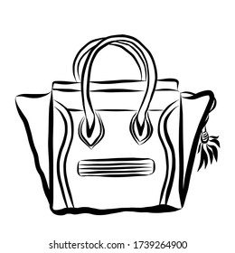 Stylish women’s bag  hand drawn vector illustration isolated on white background 