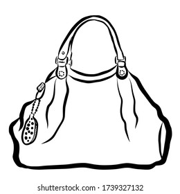 Stylish women’s bag  hand drawn vector illustration isolated on white background 