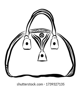 Stylish women’s bag  hand drawn vector illustration isolated on white background 