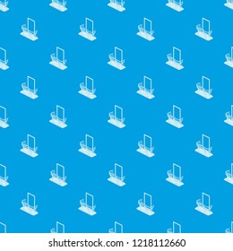 Stylish balcony pattern vector seamless blue repeat for any use