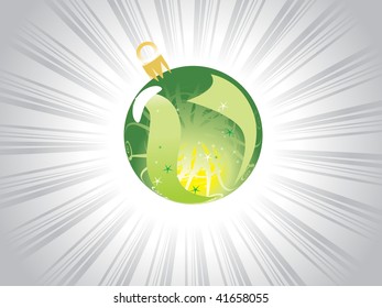 stylish ball background with artistic, creative christmas illustration