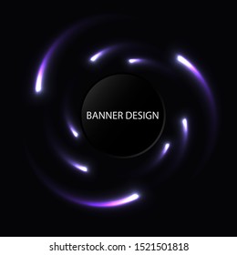 
Stylish banner design on a dark abstract background with luminous elements.