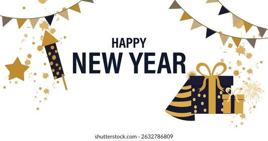  stylish banner illustrations commemorating the arrival of the New Year.