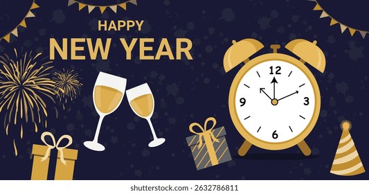  stylish banner illustrations commemorating the arrival of the New Year.