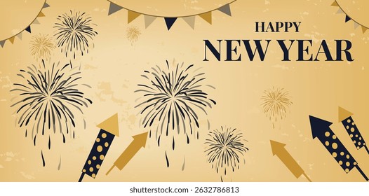  stylish banner illustrations commemorating the arrival of the New Year.
