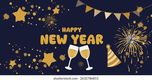 stylish banner illustrations commemorating the arrival of the New Year.