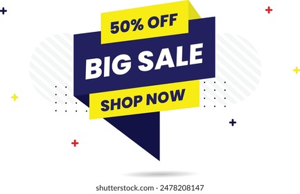 Stylish banner template design featuring Big Sale 50% OFF Shop Now perfect for promoting your special offers.