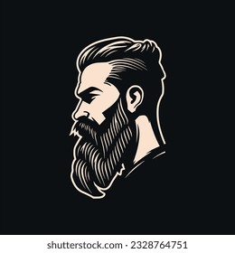 Stylish barber shop logo featuring a dashing man with a beard and mustache.