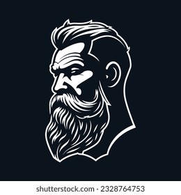 Stylish barber shop logo featuring a dashing man with a beard and mustache.