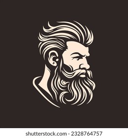 Stylish barber shop logo featuring a dashing man with a beard and mustache.