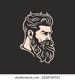 Stylish barber shop logo featuring a dashing man with a beard and mustache.