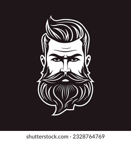 Stylish barber shop logo featuring a dashing man with a beard and mustache.