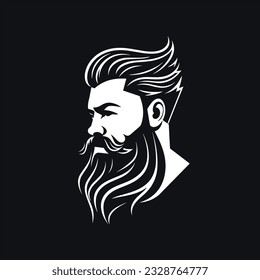 Stylish barber shop logo featuring a dashing man with a beard and mustache.