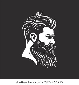 Stylish barber shop logo featuring a dashing man with a beard and mustache.