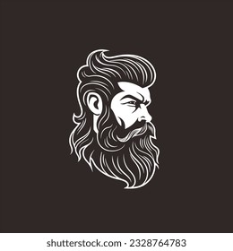 Stylish barber shop logo featuring a dashing man with a beard and mustache.