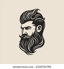 Stylish barber shop logo featuring a dashing man with a beard and mustache.