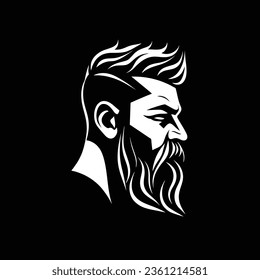 Stylish barber shop logo featuring a dashing man with a beard and mustache.