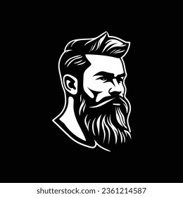 Stylish barber shop logo featuring a dashing man with a beard and mustache.