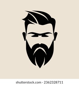 Stylish barber shop logo featuring a dashing man with a beard and mustache.