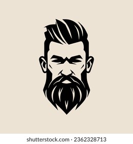 Stylish barber shop logo featuring a dashing man with a beard and mustache.