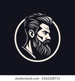 Stylish barber shop logo featuring a dashing man with a beard and mustache.
