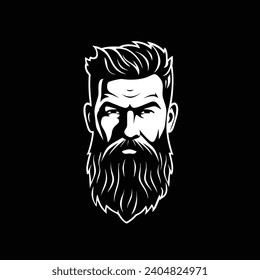 Stylish barber shop logo featuring a dashing man with a beard and mustache.