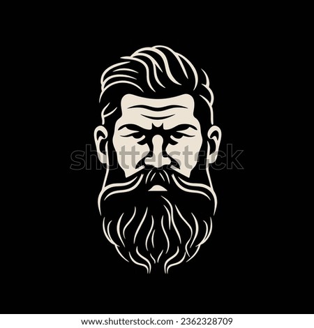 Stylish barber shop logo featuring a dashing man with a beard and mustache.