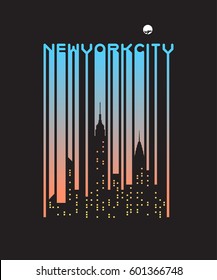 Stylish barcode lettering of New York City with windows