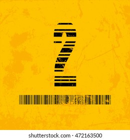 Stylish barcode typeface number two. Stripped letters of barcode scanning. Custom font. Vector illustration