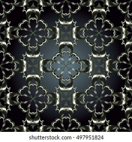 Stylish baroque damask floral vector seamless pattern background wallpaper illustration with 3d antique flowers,leaves and ornaments.Decor elements with shadows  and highlights.Endless texture