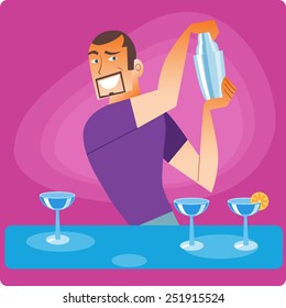 Stylish bartender prepares a cocktail